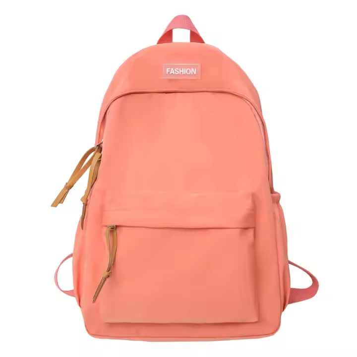 Mochila De Nylon Impermeable Para Adolescentes Mochila De Hombro Para Mujer Estilo Moda Escolar Negra Capacidad Baja Con Cierre De Cremallera - 1
