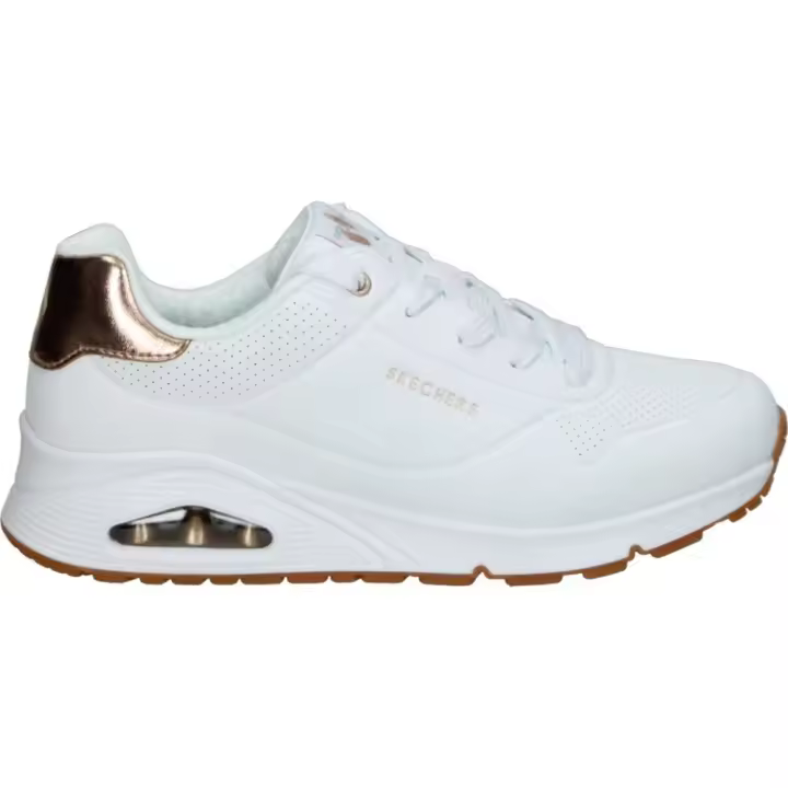 SKECHERS | Zapatilla Skechers Uno Gen1 Shimmer Away para Mujer – Deportivas en Color Blanco con Detalles en Dorado – Sneaker con Cordones – Cómodas y Versátiles – Modelo 310545L-WHT - 1