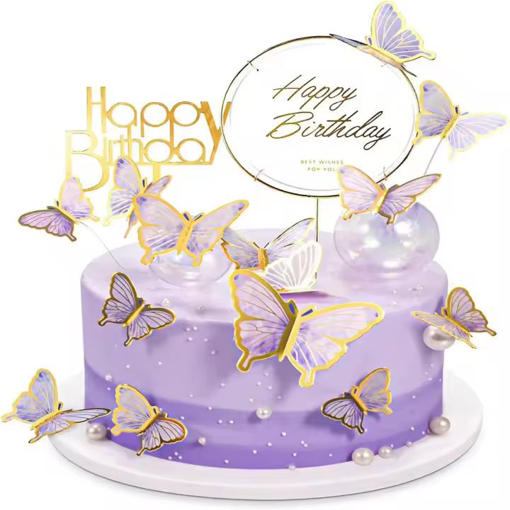 22 Piezas De Decoraciones De Mariposa Con Toppers De Pasteles Para Baile De Quinceañera Bodas Cumpleaños Fiesta De Baby Shower - 1