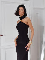 Vestido Maxi Sin Mangas De Halsk Para Mujer Kliou Estilo Clásico De Cuello Alto Alta Calidad Polyester Spandex Vestidos Elegantes Para Noche - details 23