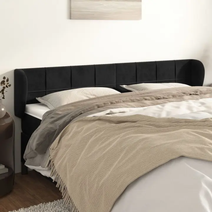 vidaXL Cabecero de terciopelo negro 203x23x78/88 cm - 1