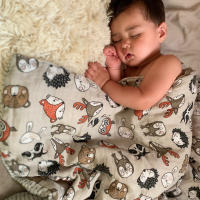 Elinfant Manta De Seda De Bambú Y Algodón Para Bebé Recién Nacido 120x110cm Toalla De Baño Y Envoltura De Alta Calidad Con Estampado Digital Unisex - details 14
