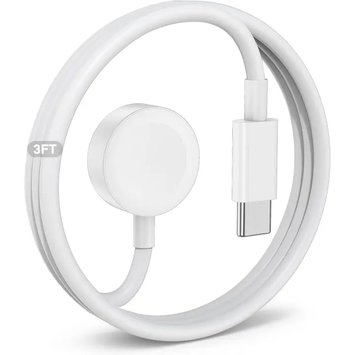 Cargador Apple Watch, Cable USB C de Carga Rápida Magnética para iWatch, Estación de Carga Rápida Inalámbrica Magnética Compatible con Apple Watch Series 9/8/7/6/SE/5/4/3 (1m) - 1