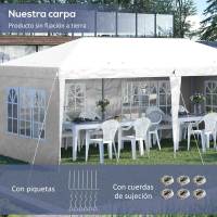 Outsunny Carpa Plegable 6x3 m con 4 Laterales Desmontables Cenador de Jardín con 4 Ventanas Visibles y Bolsa de Transporte para Patio Terraza - details 4