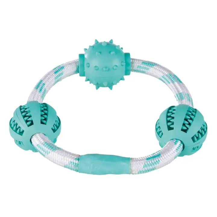 Trixie Aro de Cuerda con Pelotas Menta Denta Fun para Perros  Juguete para Perros - 1