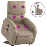vidaXL Sillón reclinable masaje pie cuero artificial Negro, Crema, Marrón Sillon Dormitorio Sillon Comodos Silla Relax Sillón Sofá - details 0