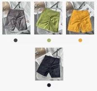 Shorts De Yoga De Cintura Alta En Color Sólido Levantamiento De Glúteos Transpirables Secado Rápido Para Fitness Ciclismo Running - details 7