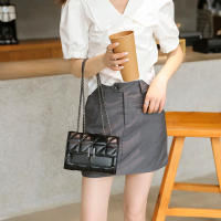 Bolso De Hombro Para Mujer Estilo Cruzado Diagonal Con Cadena Lingge Bolso De Cruzar Tipo Tote Material PU Con Revestimiento Sintético - details 2