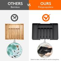 Organizador De Cajón De Cocina Ajustable En Expansión Para Cuchillos Y Cucharas En Negro Herramienta De Almacenamiento Para Utensilios De Cuchillería - details 4