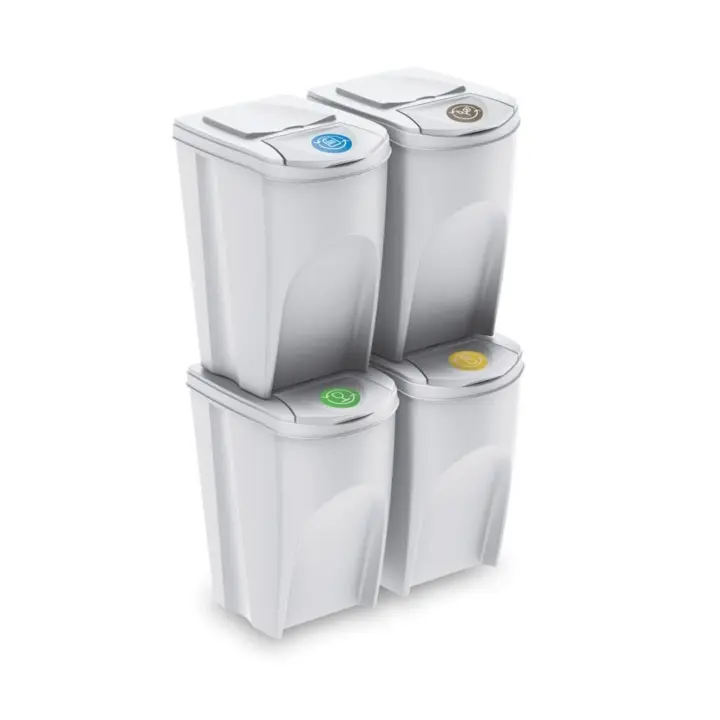 Prosperplast Set 4x35l Cubos de Reciclaje Papel Vidrio Plastico - 1