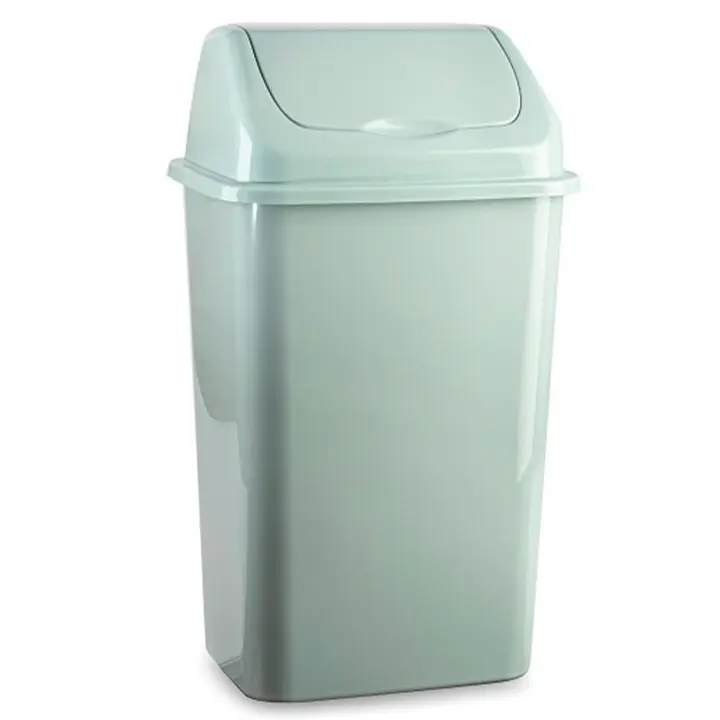 Tradineur - Papelera de plástico con tapa basculante, cubo basura ligero, resistente, baño, cocina, oficina, fabricada en España (30 litros, 58,5 x 33,5 x 27,2 cm, color pastel aleatorio) - 1
