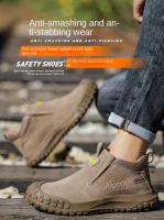 Botas De Seguridad Para Hombre Antideslizantes Indestructibles Zapatos De Trabajo Con Punta De Acero Resistente a Golpes Y Colisiones Cuero Sintético Y Malla - details 0