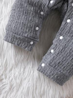 Rompepiés Para Niños Y Niñas Con Cuello Polo Largo Y Nudo En La Cintura Abotonado Ajustable Moda Y Calor Primavera Otoño - details 5