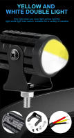 Faros De Moto 12V 24V Luz Trabajo LED Proyector Lente Antiniebla Auxiliar Blanco Amarillo Para Coche - details 8