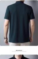 Camisa Polo De Verano Para Hombre Con Cuello Redondo Solido Camiseta De Negocios Transpirable Corta Cuello En V Talla Única - details 21