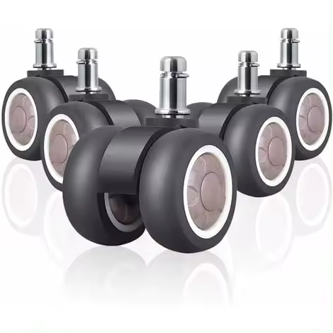 Juego de 5 Ruedas para Silla de Oficina con Ruedas TPR, Rueda de Goma Doble de repuesto Universal para diferentes - 1