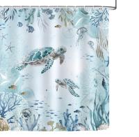 Cortina de Ducha Tortuga Marina Océano Azul Bajo El Mar Cortinas de Baño de Poliéster Impermeable Antimoho Lavable Cortina Ducha 180x200 cm con 12 Ganchos - details 0