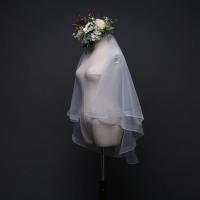 Velo De Novia En Blanco Dos Capas Corto Tulle Con Borde De Cinta Vestido De Novia Complementos De Boda Para Mujeres - details 4