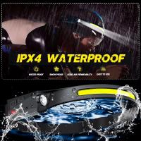Linterna Frontal LED Recargable Por USB Con Sensor Y Batería Integrada Para Camping Y Pesca Brillo Intenso De 230° Ángulo De Rayo De Luz De 180° Impermeable - details 6