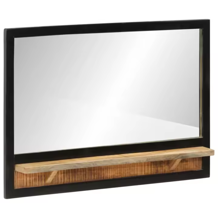 vidaXL Espejo con estantes madera maciza de mango y vidrio 80x8x55 cm - 1