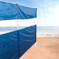 Aktive - Paravientos playa, 440x130 cm, color azul, ventana panorámica PVC, tejido poliéster, estructura acero, incluye 4 piquetas y varillas, funda de transporte con asa, cortavientos para la playa plegable - details 1