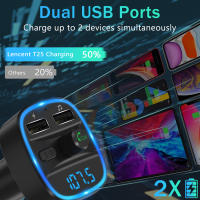 LENCENT Transmisor FM Bluetooth Con Adaptador De Radio Inalámbrico Kit De Coche Soporte Carga Dual USB Reproductor MP3 TF Card - details 2
