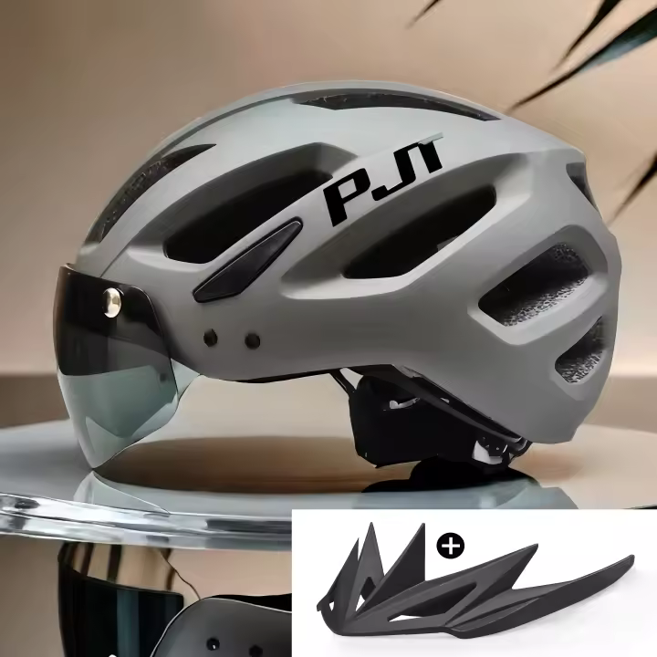 Casco De Bicicleta Para Adultos PJT Con Luz Trasera LED Recargable Modo Doble Gafas Ciclismo Ligero Transpirable MTB - 1