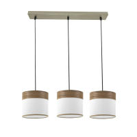 FABRILAMP - Regleta Cloe 3xe27 Cuero/blanca-madera Oscura Regx60x16 cm - details 0