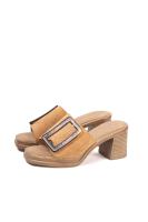 Paloma Wang sandalias mules dorados tacón medio detalle de hebilla - details 5
