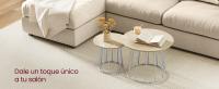 VASAGLE Mesa de Centro Redonda, Juego de 2 Mesas de Café, Estilo Moderno, Marco de Acero, para Sala de Estar, Dormitorio, Negro Ébano/Marrón Rústico/Nogal Natural/Beige Natural - details 1