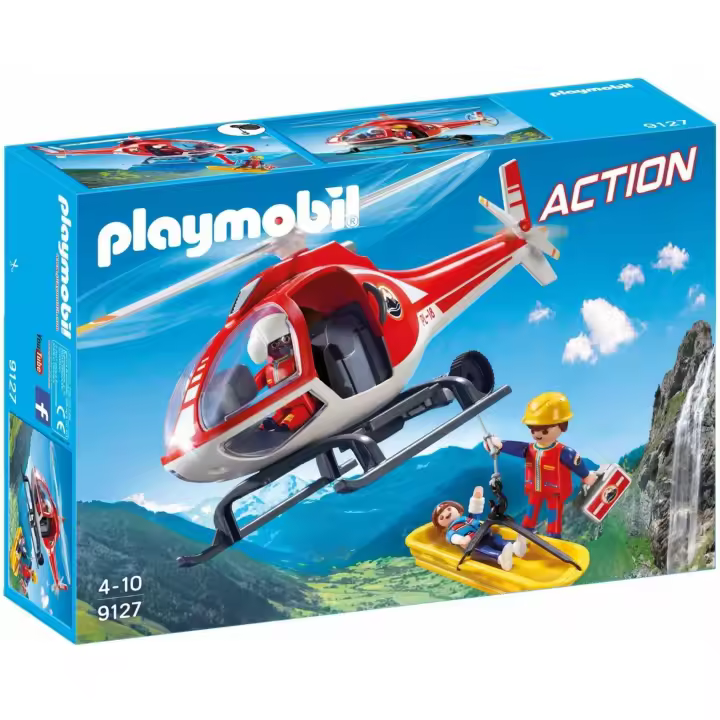 PLAYMOBIL 9127 HELICOPTERO VINTAGE EQUIPO DE RESCATE - FIGURAS DE ACCION - 1