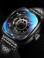 Reloj De Pulsera Para Hombre GLENAW Lujo Diseño De Esqueleto Resistente Al Agua Con Correa De Cuero Acero Inoxidable Movimiento Automático Reloj Hombre - details 1
