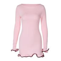 Vestidos Elegantes Para Mujer Con Cuello Redondo Y Manga Larga Slim Casual En Rosa Negro Blanco Vestidos Cortos Chic Para Fiesta Y Calle - details 13