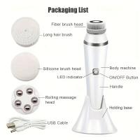 Cepillo Eléctrico De Limpieza Facial 4 En 1, Cepillo De Lavado Facial Recargable Con Rotación De Silicona Para Limpieza De Poros Y Masaje Para Eliminar Puntos Negros. Dispositivo De Belleza Ideal Para Regalar A Mujeres En El Día De La Madre. - details 0
