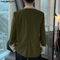 Incern Run Chaqueta De Hombre Estilo Coreano 2024 Moda Casual Con Contraste En Cuello Y Botones Multiseguros Largo Para Callejero - details 6