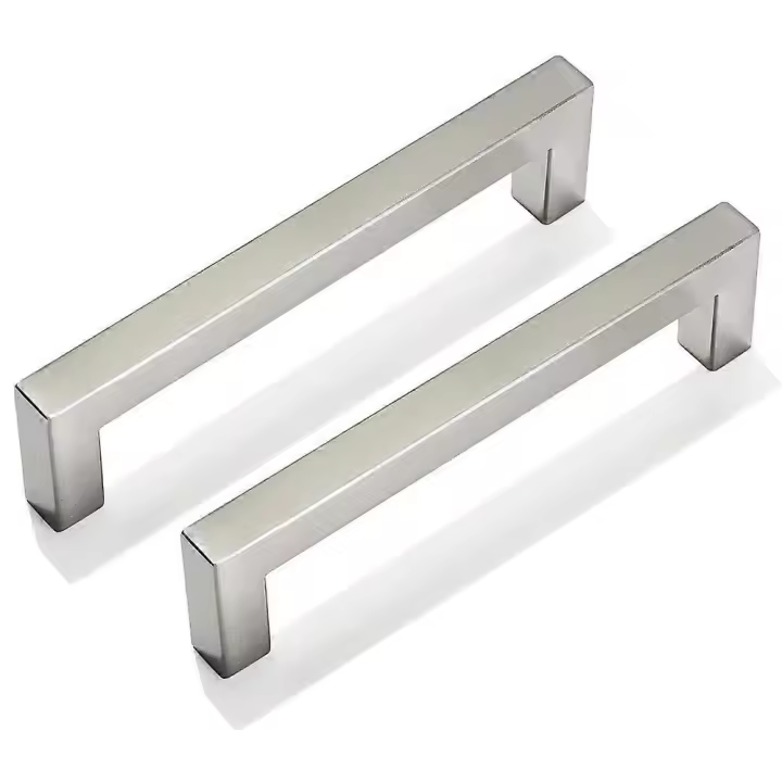 Cabinet Pulls Brushed Nickel Cabinet Handles Square Drawer Pulls, 4 pcs Stainless Steel Kitchen Door Cabinet Handles, Cabinet Hardware Drawer Handles - 1