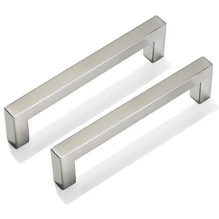 Cabinet Pulls Brushed Nickel Cabinet Handles Square Drawer Pulls, 4 pcs Stainless Steel Kitchen Door Cabinet Handles, Cabinet Hardware Drawer Handles - 1