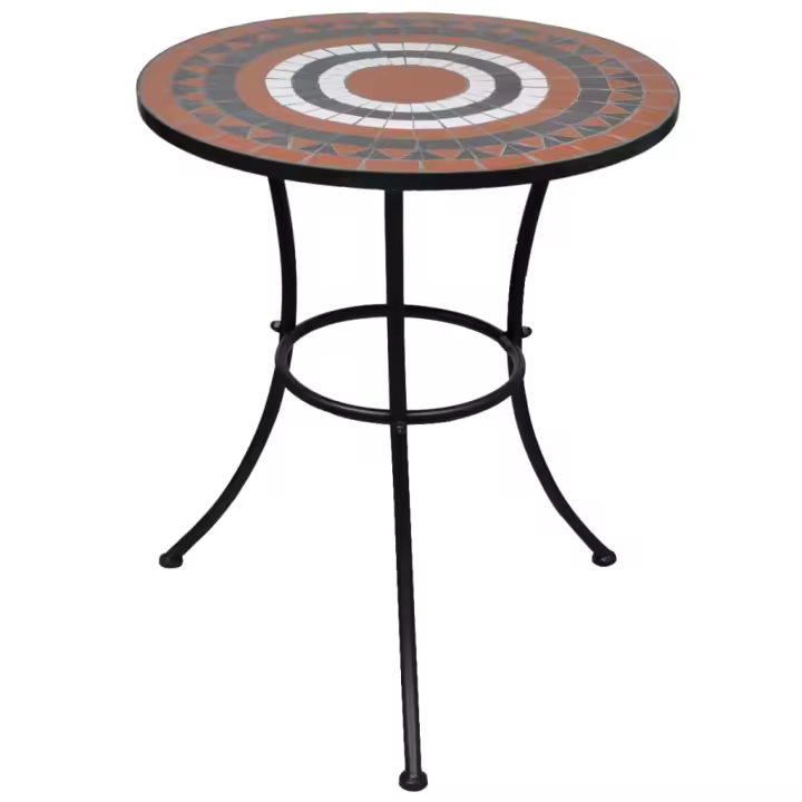 Mesa de bistro terraza mosaico terracota y blanco 60 cm - 1