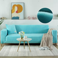Cubierta De Sofá De Terciopelo Para Sala De Estar Color Gris Estirable Sólido Cubierta De Sofá Conjunto Funda Para Asiento Y Cojín 1PC - details 23