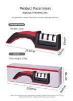 Afilador De Cuchillos De 3 Segmentos Para Cocina Multifuncional Portátil Con Piedra De Afilar Negra Herramienta De Afilado Para Cocina - details 1