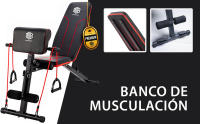 ManiBoom Banco Musculación PLEGABLE Multifuncional con 7 Posiciones Ajustable CARGA 250kg - Banco de Pesas con 2 Bandas de Entrenamiento y Cojín para Bíceps - Banca para Gym en Casa - details 0