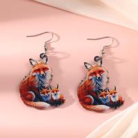 Pendientes Colgantes De Acrílico Para Mujer Con Diseño De Zorro Arcoíris Flor Y Pájaros Moda Joyería Larga Para Niñas Y Adolescentes - details 2