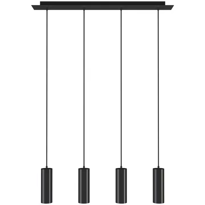 Tectake - Lámpara colgante Lumea, 4 luces GU10, 40 W, 75 x 9 x 146 cm, Suspensión ajustable, Lámpara colgada moderna, Estilo industrial, Pantalla de la lámpara de acero, Lámpara para salón o recibidor, Ventosa para una instalación fácil y rápida - 1