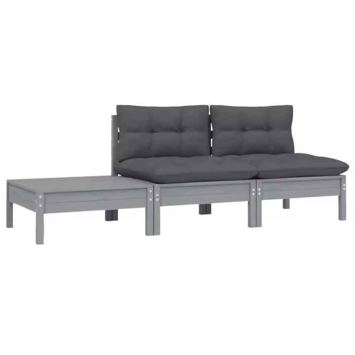 Juego de muebles de Jardín 3 pzas muebles de madera - 1