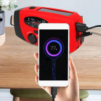 Radio De Emergencia Con Luz De LED Y Crank De Mano 2000mAh AM FM NOAA Solar Tenedor De Emergencias Y Camping Con Cargador De Power Bank - details 1