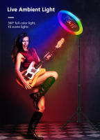 Anillo De Luz RGB Selfie 10in 26cm Con Trípode Telescópico Y Soporte Para Teléfono Lámpara De Relleno De Maquillaje Para Fotografía - details 4