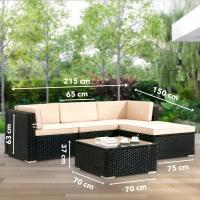 AREBOS Muebles de Jardín Polirratán Lounge | Resistente UV | Negro | Lounge Palma - details 7