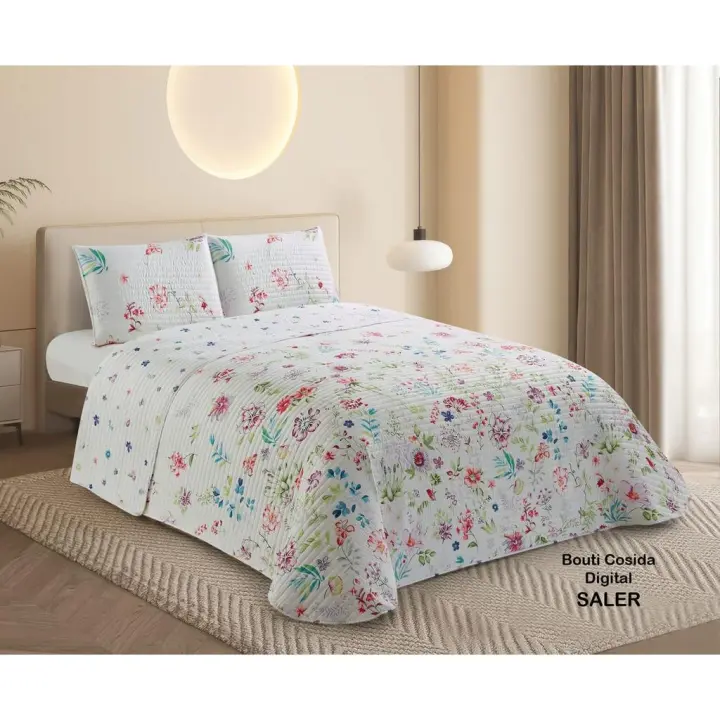 Colcha Bouti Saler para Verano y Entretiempo, Estampado Multicolor,100% Poliéster, Dolz - 1