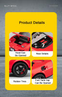 Coche De Juguete Honda NA1 a Escala 1:22 Metal Diecast Con Sonido Luz Función Retroceso Puertas Abiertas Vehículo De Carreras Para Niños Regalos Rojo Amarillo Blanco - details 9