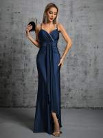 Vestido De Fiesta Mgiacy Con Diseño De Puntadas En El Pecho Y Cuello Encañonado En Tela De Poliéster Con Cinturón Y Abertura En La Parte Inferior Vestido De Bodas Vestido De Ball Vestido De Party - details 7